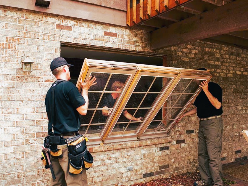 Installing a window in a brick building