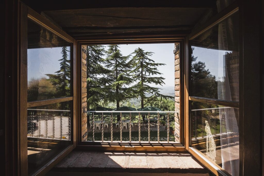 Panoramic windows with a beautiful view